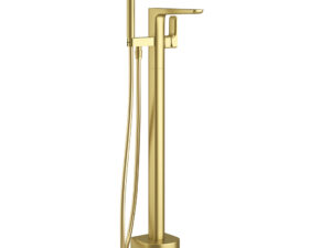 PURE BRUSHED BRASS FLOOR STANDING BATH SHOWER MIXER & KIT