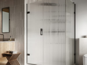 Liberty Hinged Door with In-line Panel with Fluted Glass Corner Fitting