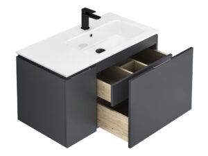 ALOR 955MM 1 DOOR, 1 DRAWER WALL UNIT CHARCOAL SUPERMATT