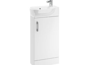CASI 400MM 1 DOOR FLOOR UNIT WHITE WITH 450MM ZEN BASIN